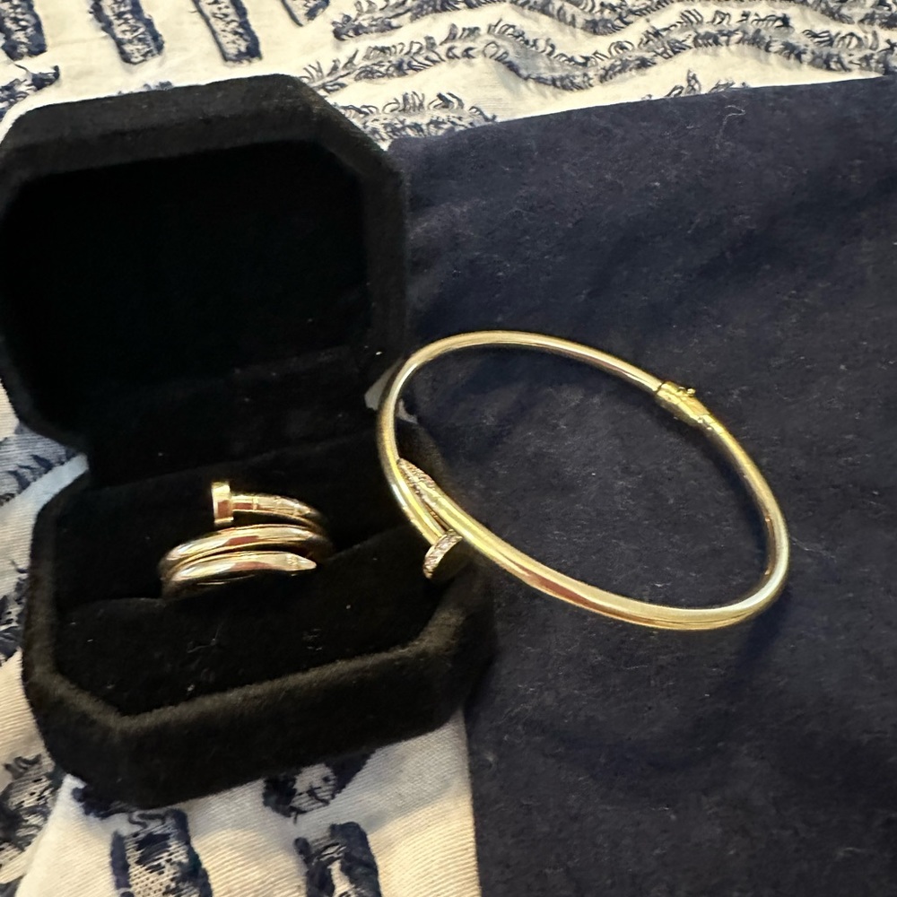 18k real gold ring and bracelet
